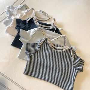 Calvin Klein Organic Cotton Baby Short Sleeve Bodysuit, 5-piece, Blue, 0-3M